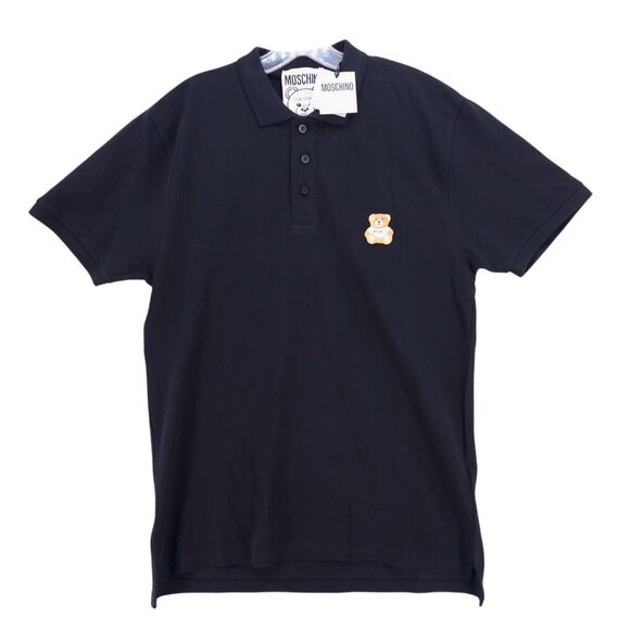 NWT MOSCHINO Couture Embroidered Toy Bear Logo Polo Shirt Pique Size US 38